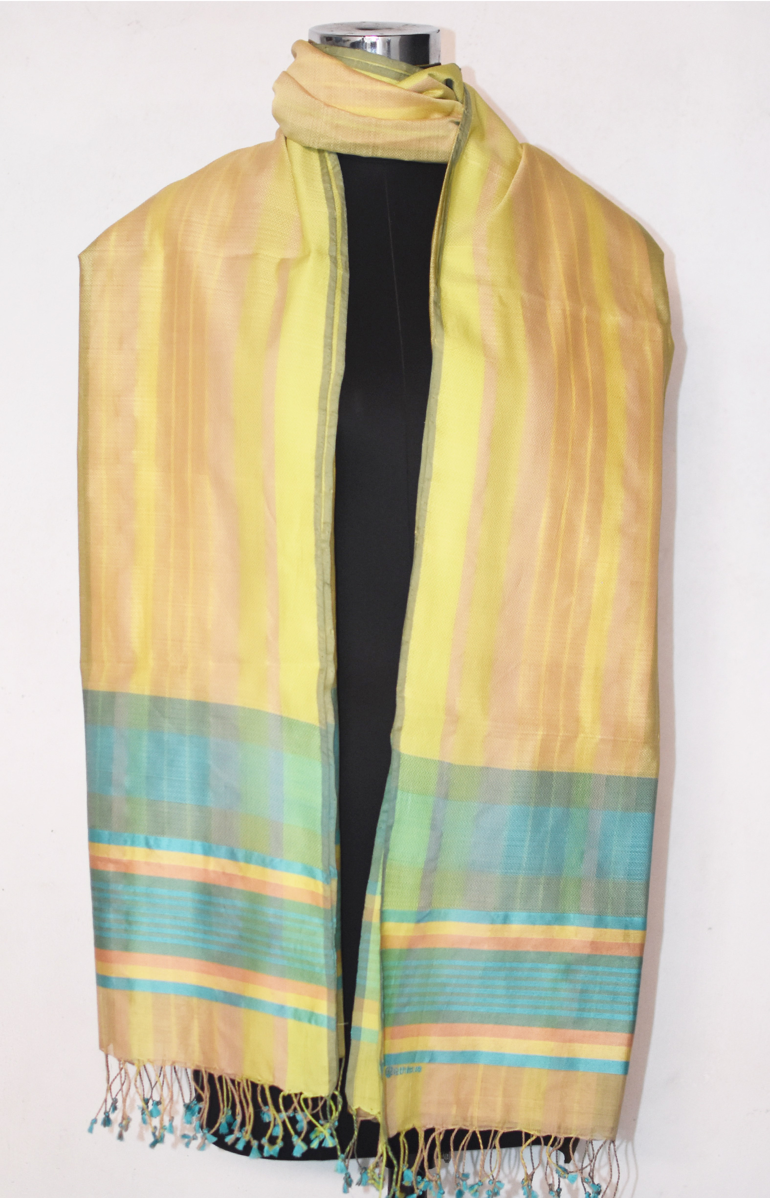 Yellow, Handwoven Organic Cotton, Textured Weave , Colourplay, Duppatta